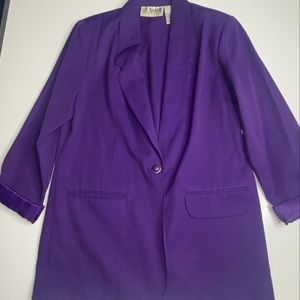 Liz Baker Essentials ,Purple Oversized Blazer, one Button, Rolled Sleeve
